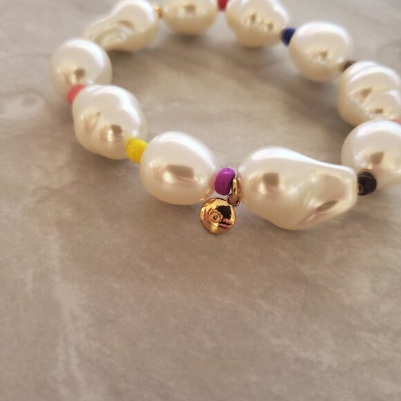 🌈 J.Crew Pearl Beads Beaded Colorful Stretch Bracelet 🌈 - Picture 8 of 11